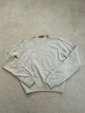 Brandy Melville Cream Ribbed Crewneck Sweater Wool